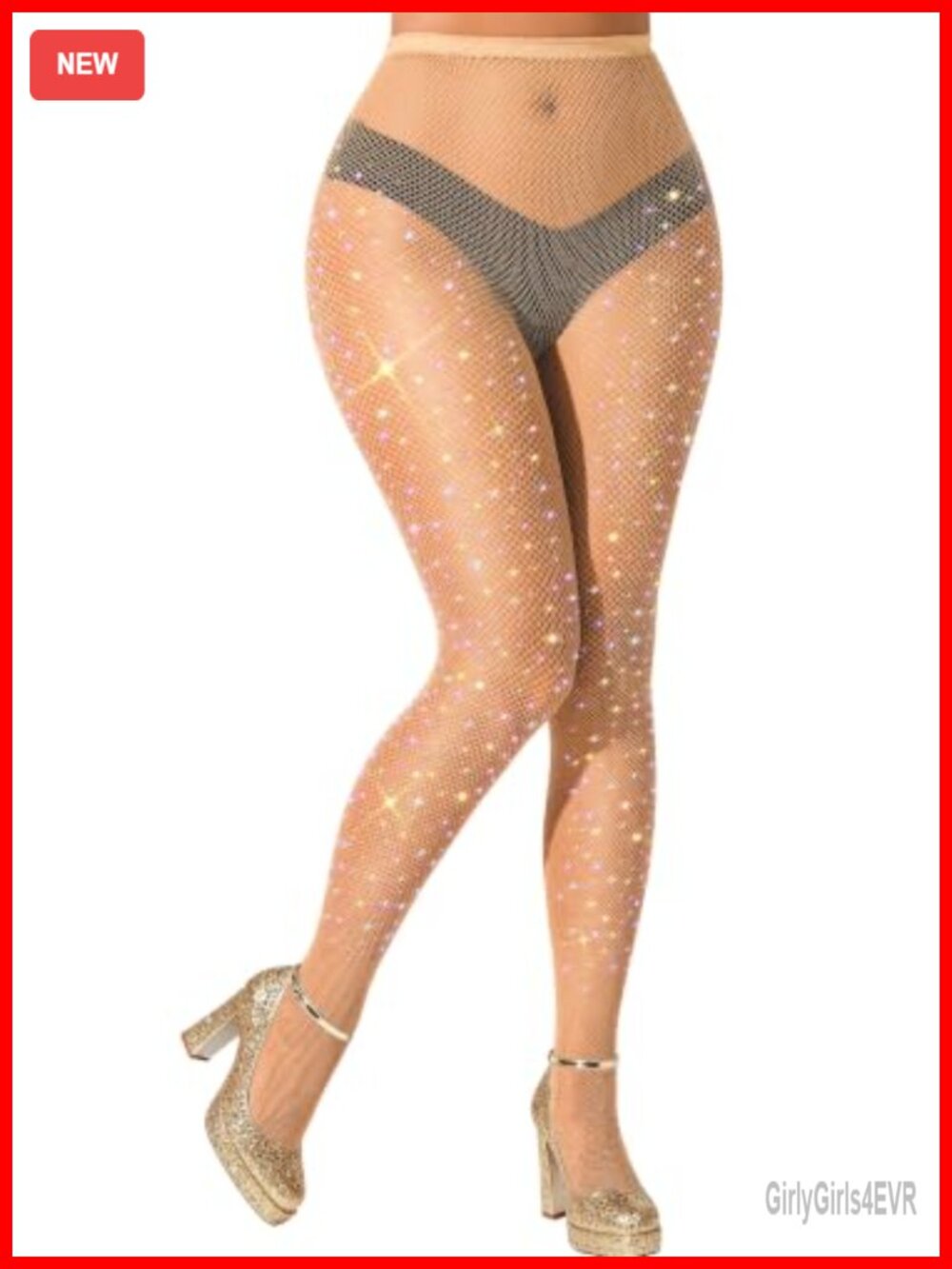 Rhinestone Fishnet Tights High Waist Nylon Stretchable Performance Hosiery